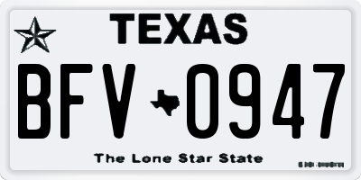 TX license plate BFV0947