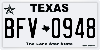 TX license plate BFV0948