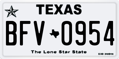 TX license plate BFV0954
