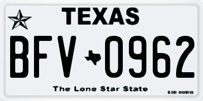 TX license plate BFV0962