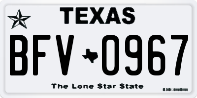 TX license plate BFV0967