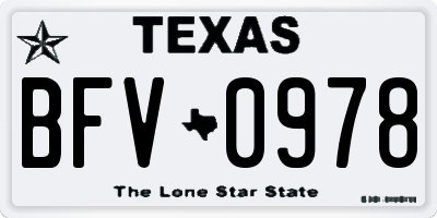 TX license plate BFV0978