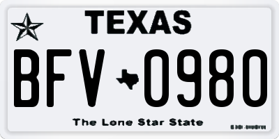 TX license plate BFV0980
