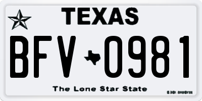 TX license plate BFV0981