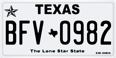 TX license plate BFV0982
