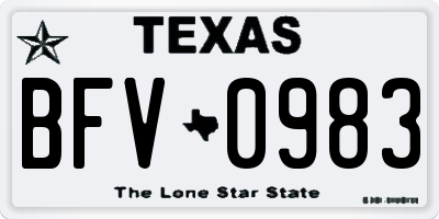 TX license plate BFV0983