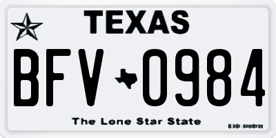 TX license plate BFV0984