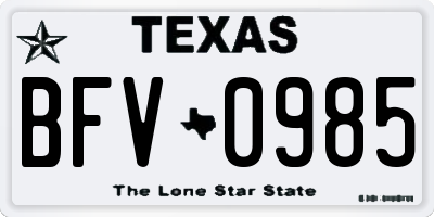 TX license plate BFV0985