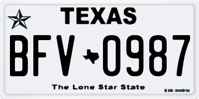TX license plate BFV0987