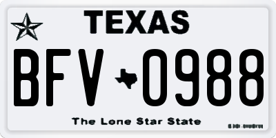 TX license plate BFV0988