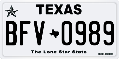 TX license plate BFV0989