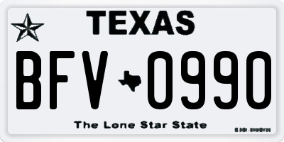TX license plate BFV0990