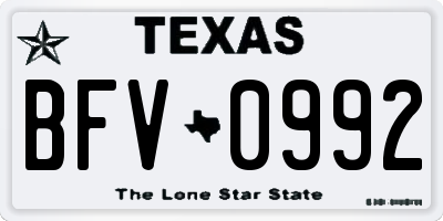 TX license plate BFV0992