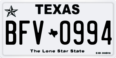 TX license plate BFV0994