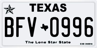 TX license plate BFV0996