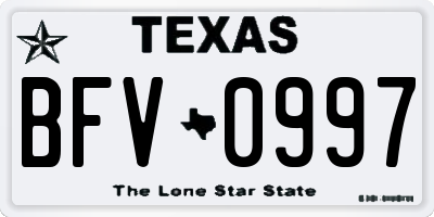 TX license plate BFV0997