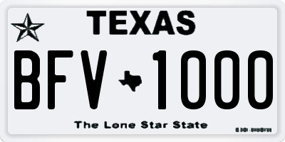 TX license plate BFV1000