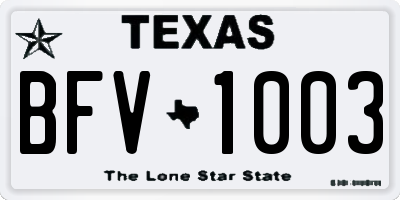 TX license plate BFV1003