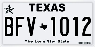 TX license plate BFV1012