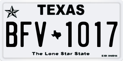 TX license plate BFV1017