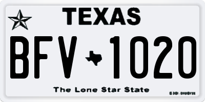 TX license plate BFV1020