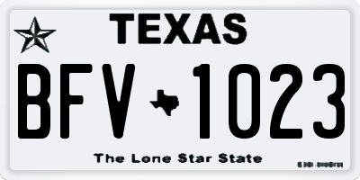 TX license plate BFV1023