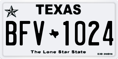 TX license plate BFV1024