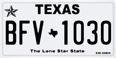 TX license plate BFV1030
