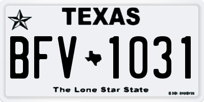 TX license plate BFV1031