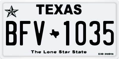 TX license plate BFV1035