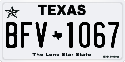 TX license plate BFV1067