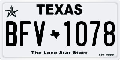 TX license plate BFV1078