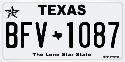 TX license plate BFV1087