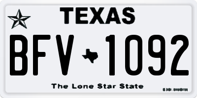 TX license plate BFV1092