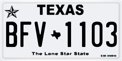 TX license plate BFV1103