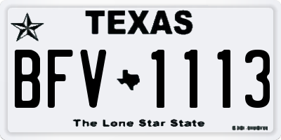 TX license plate BFV1113
