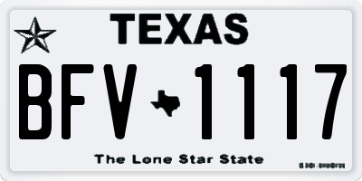 TX license plate BFV1117