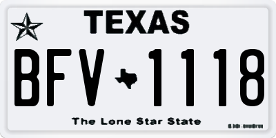 TX license plate BFV1118