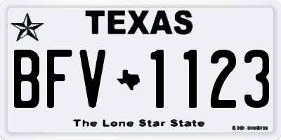 TX license plate BFV1123