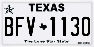 TX license plate BFV1130