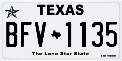 TX license plate BFV1135