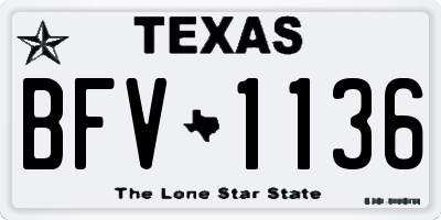TX license plate BFV1136