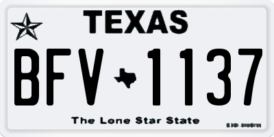 TX license plate BFV1137