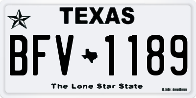 TX license plate BFV1189