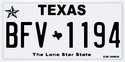 TX license plate BFV1194