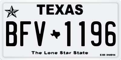 TX license plate BFV1196
