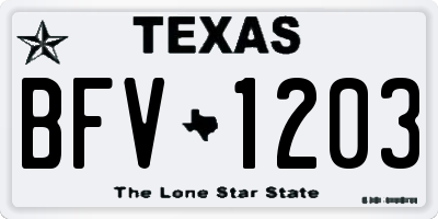 TX license plate BFV1203