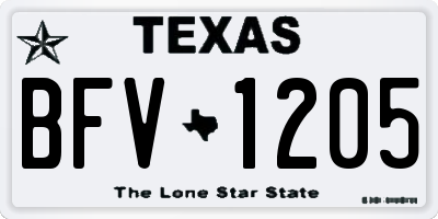 TX license plate BFV1205