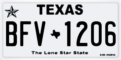 TX license plate BFV1206