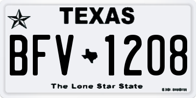 TX license plate BFV1208